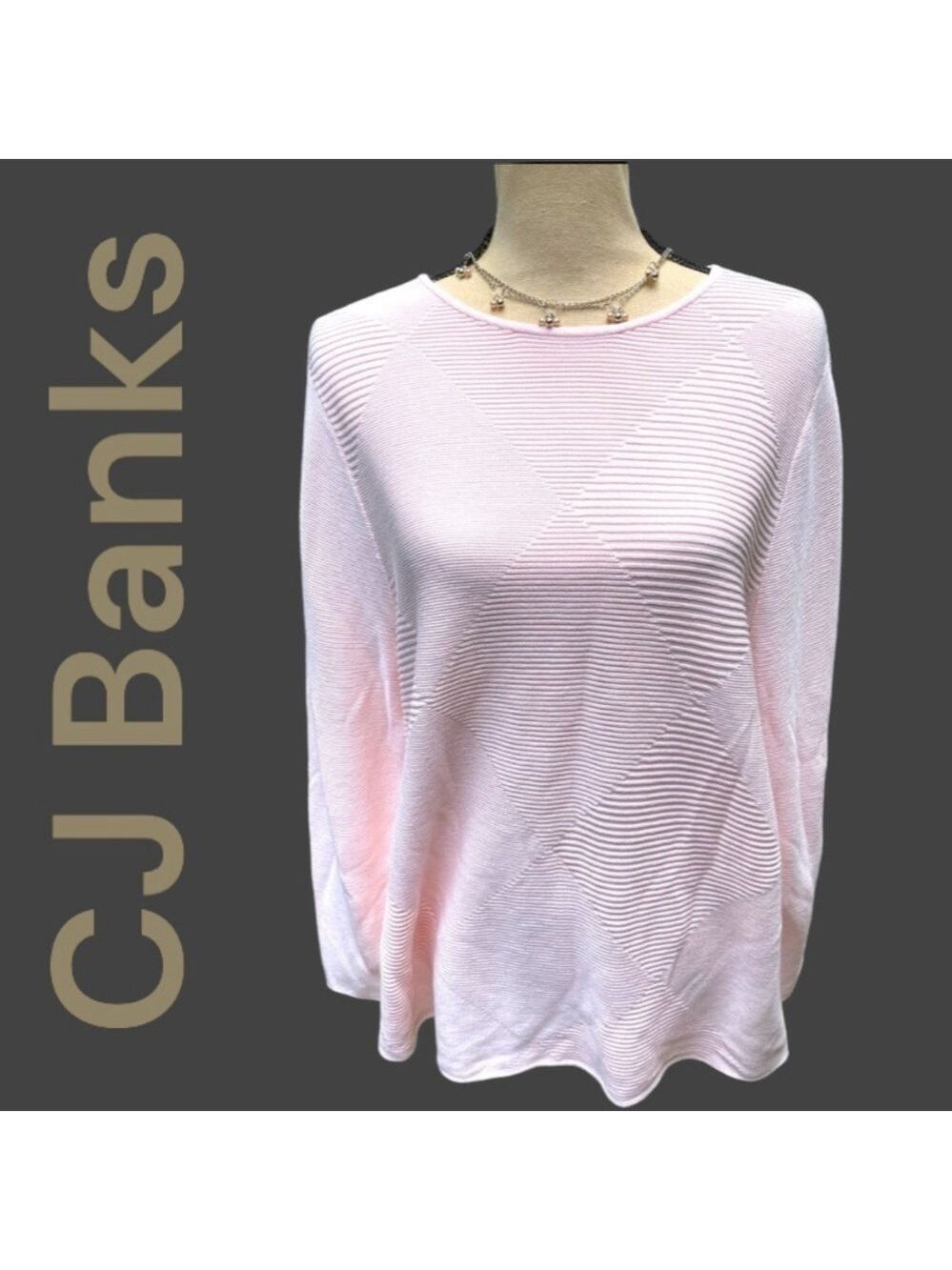CJ Banks-NWT  XL/14W pale pink cotton/rayon knit sweater. Pretty! New with tags.